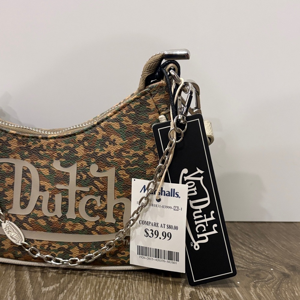 Von Dutch Mini Shoulder Bag in Camouflage Brown & Green - Picture 3 of 5